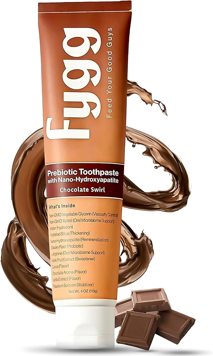Fygg Nano Hydroxyapatite Toothpaste with Prebiotics | Fluoride & SLS Free with Hydroxyapatite | Remineralizing nHA Tooth Paste for Sensitive Teeth | Chocolate Swirl, 4 Oz