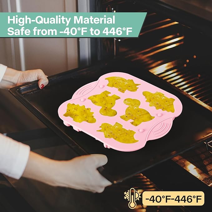2-Pack Silicone Dinosaur Mold, Multi-Purpose Dinosaur Jello Molds Silicone for Kids, Perfect Dinosaur Soap Mold, Dinosaur Baking & Crafting Tool for Chocolate, Candy, Jello, Ice Cubes