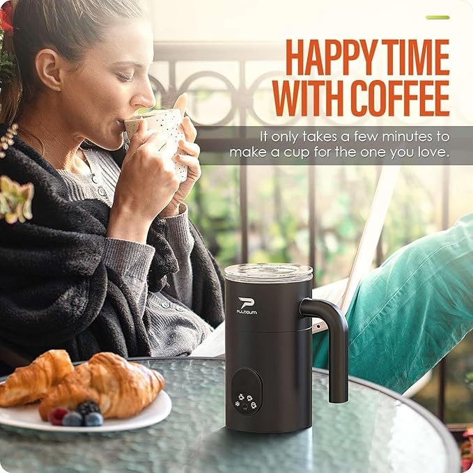Milk Frother, Electric Milk Frother and Steamer 4 in 1 Automatic Coffee Steamer Frother, 11.8OZ / 350ML Warm and Cold Foam Frother for Coffee,Latte, Cappuccino, Macchiato, Hot Chocolate