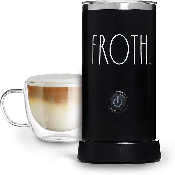 Rae Dunn Electric Milk Frother Steamer -Stylish Automatic Milk Steamer and Frother, Milk Warmer, Hot and Cold Foam Maker for Coffee, Latte, Cappuccino, Macchiato - 550 Watt (Black)