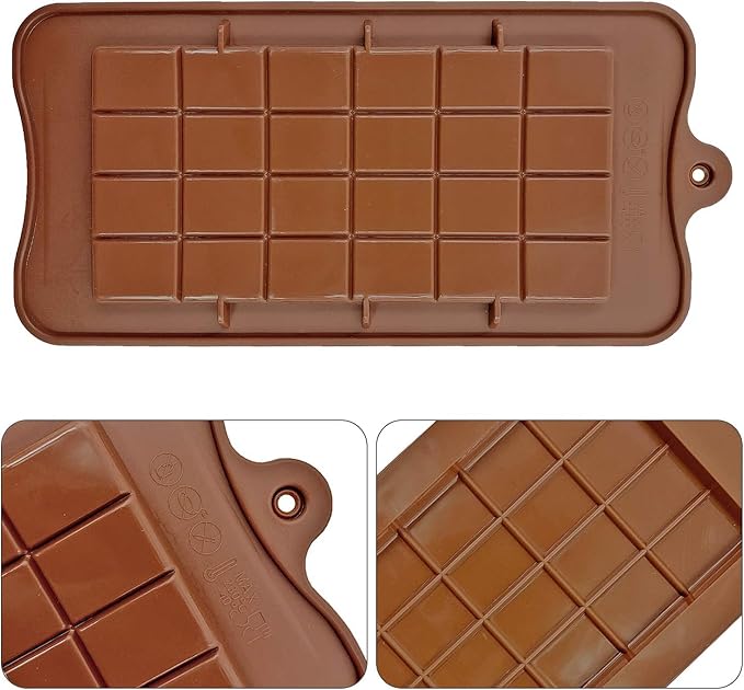 Silicone Break-Apart Chocolate, Food Grade Non-Stick Protein and Energy Bar Mold (Chocolate Bar Mold Set of 2) (2)