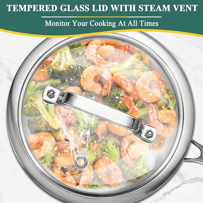 DELARLO Sauce Pan Sets, Compatible with All Cooktops 600℉, Full Clad Triply Stainless Steel Saucepan, 1QT Pot & 2 QT Pot with Steamer (Lids 300℉)