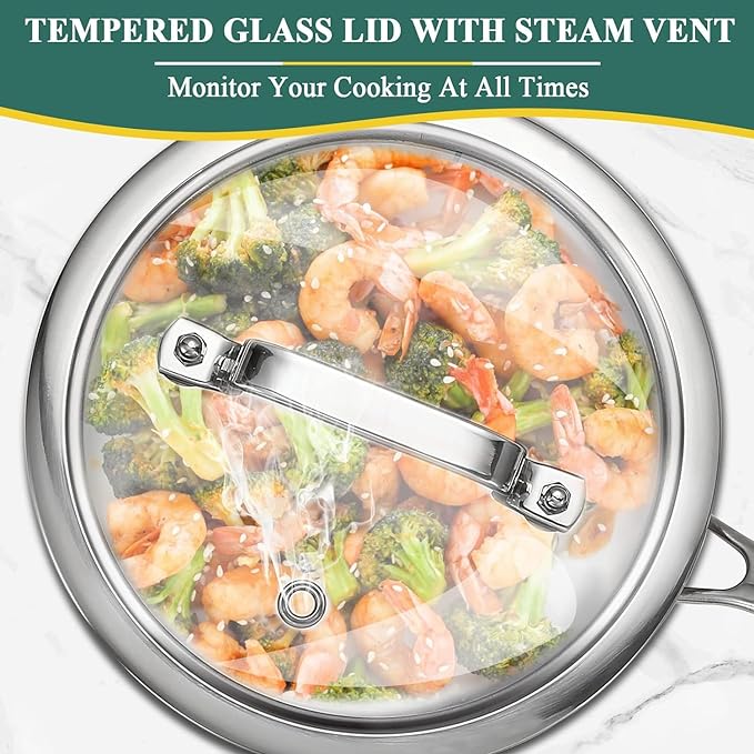DELARLO Kitchen Pot Set, Tri-Ply Stainless Steel Saucepan Set, 1.0QT 2QT 3.5QT, Cooking Set, Fast Even Heat, Saucepan set Compatible with all Cooktops 600℉（Lids 300℉） 3.5QT Pot with a Steamer