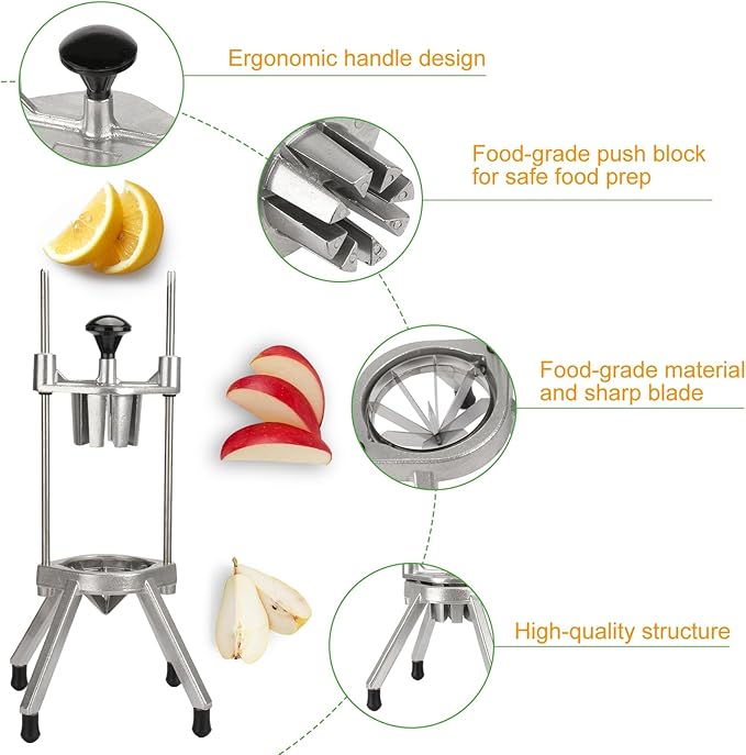 Commercial Easy Wedger 8 Wedger Fruit Lime Slicer Cutter Stainless Steel Blade Commercial Vegetable Chopper Dicer Lemon Cutter for Home Bar Restaurant Lemons Limes Tomatoe Potatoe