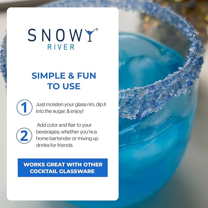 Snowy River Blue Dream, Cocktail & Margarita Sugar Rimmer - Vibrant Naturally Colored Sugar for Cocktail Rimming, Baking & Decorating, Medium Crystal - 80oz