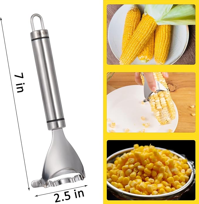 Corn Peeler, Corn stripper for corn on the cob remover tool,Stainless steel multifunctional Kitchen Grips Corn planer Cob Cutter kernels, with Hand Protect
