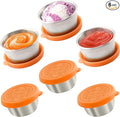 6x1.6 Oz Salad Dressing Containers With Lids, Small Leakproof Reusable Stainless Steel Salad Dressing Container To Go For Lunch Boxes,Sauce containers, Picnics,Travel Meal Prep And Kitchen Storage.