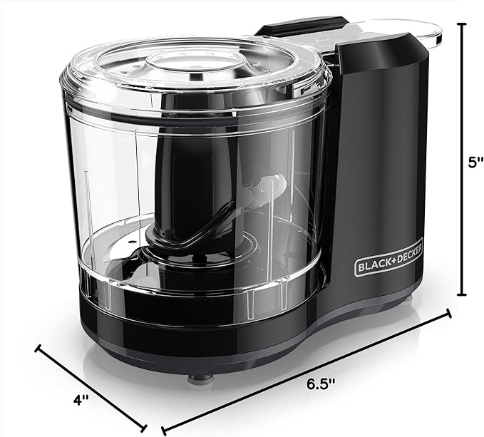 BLACK+DECKER 1.5-Cup Electric Food Chopper, One Touch Pulse, 150W Motor, Mini Food Processor, Stay-Sharp Blade, Dishwasher Safe
