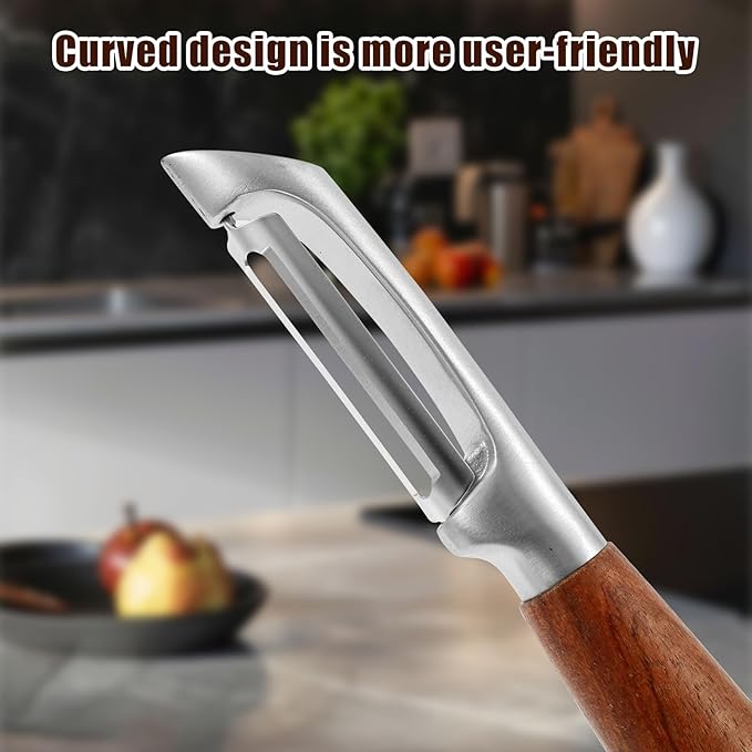 1Pcs I Style Stainless Steel Vegetable Peeler for Fruit Veggie Heat Resistant Incisive Cucumber Peeler With Solid Wood Handle for Home Kitchen Use
