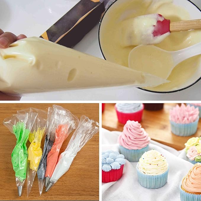 200 Pieces Disposable Piping Bags - 14 Inch, Anti Burst Pastry Bags, Tipless Piping Bags, Icing Bags, Frosting Bags, Piping Bag, Cookie Decorating Supplies