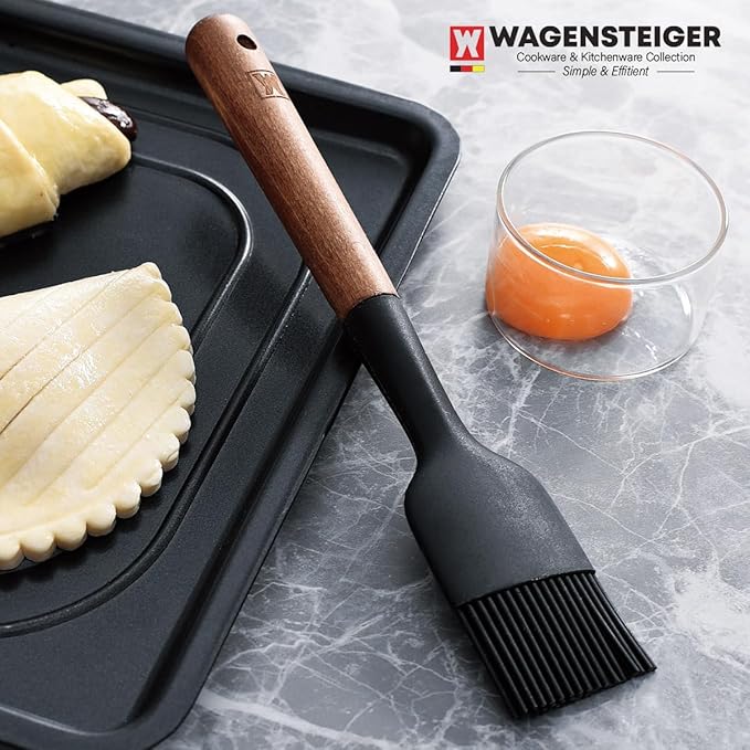 Silicone Cooking Brush with Wooden Handle: Pastry Brush, For Glazing Pastries and Basting Meats, Heat Resistant Cookware, Gentle Head & Bristle Design, BPA Free, Non-slip Grip