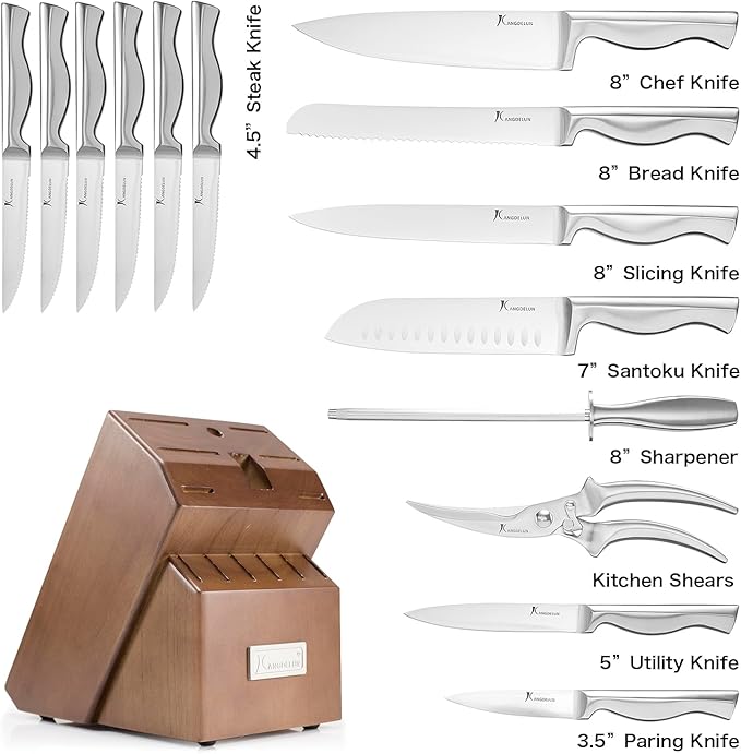 15 PCS Kitchen Knife Set with Non-Slip Handle, Ultra Sharp High Carbon Stainless Steel
