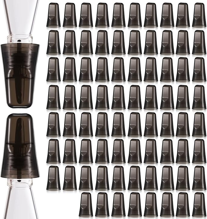 Chengu 80 Pieces Liquor Bottle Covers Pour Spout Covers Bar Toppers for Bottles Universal Pour Dispenser Dust Translucent Silicone Rubber Spout Caps for Bar Home Kitchen Tools Supplies (Black)