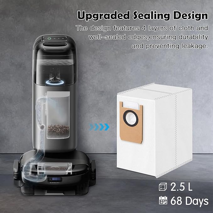 12 Pack Dust Bags Compatible with Eufy Omni S1 Pro, Omni S1 Robot Vacuum, 4-Layer Replacement Disposable Bags