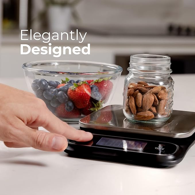 Fradel 0.1g Digital Kitchen Food Scale in Grams & Ounces - 11lb, for Cooking, Baking, Weight Loss - Square
