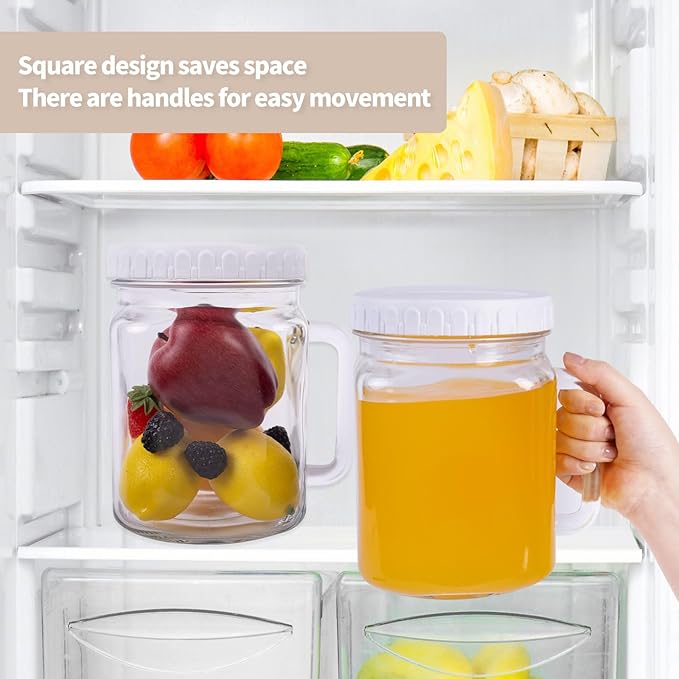 2 Pack Large Mason Jars Wide Mouth,74 oz Airtight Glass Jars with Lids, Food Storage Canisters for Fridge, Glass Canisters for Candy,Pickles, Sugar, Flour, Cookies, DIY Decor & Party Favors