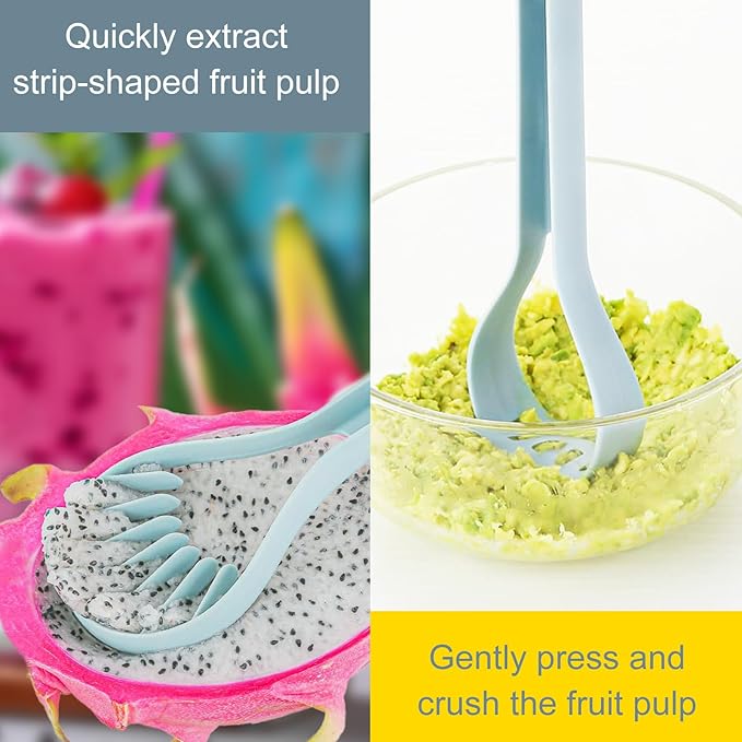 Melon Baller Scoop Set, 6 in 1 Fruit Cutter, Fruit Carving Tools Watermelon Cutter Dig Pulp Separator Kiwi Cutter Tools Avocado Knife & Pitter(bule)