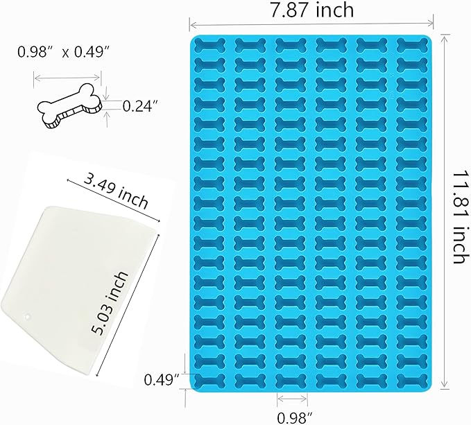 Dog Treat Molds Mini Bone Silicone Sheet, Dog Treat Maker Biscuit Molds with Scraper (1 PCS mini bone)