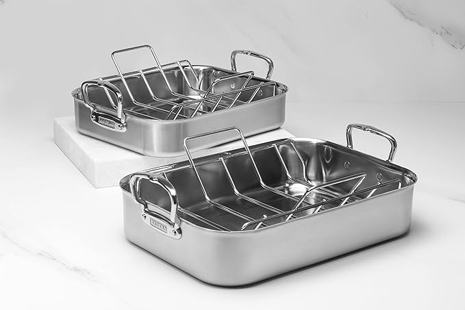 Hestan Provisions – 16.5" Classic Clad Roaster with Stianless Steel Rack