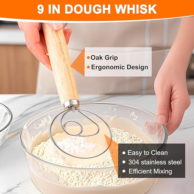 Sourdough Starter Kit,10 Inch Round & 9 Oval Cotton Rope Banneton Bread Proofing Basket with Bread Lame, Scraper,Sling, Dough Whisk,Perfect Gifts for Bakers Sourdough Bread Baking Supplies