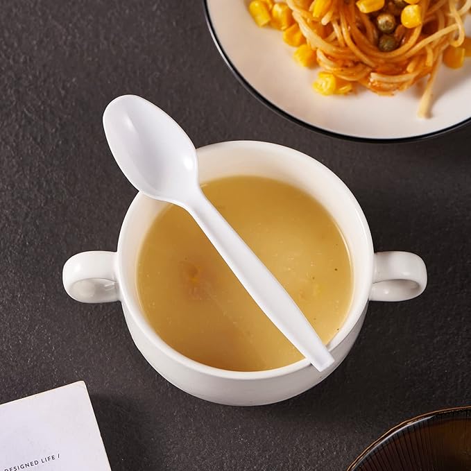 500 Count Heavy Duty White Plastic Tea Spoons Disposable Cutlery Party Utensils Heavyweight