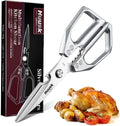 HUUSK Kitchen Scissors All Purpose - Stainless Steel Kitchen Shear, Sharp Silver Meat Scissors Dishwasher Safe, Heavy Duty Poultry Shears, Japanese Cooking Scissor for Food, Christmas Gifts for Women