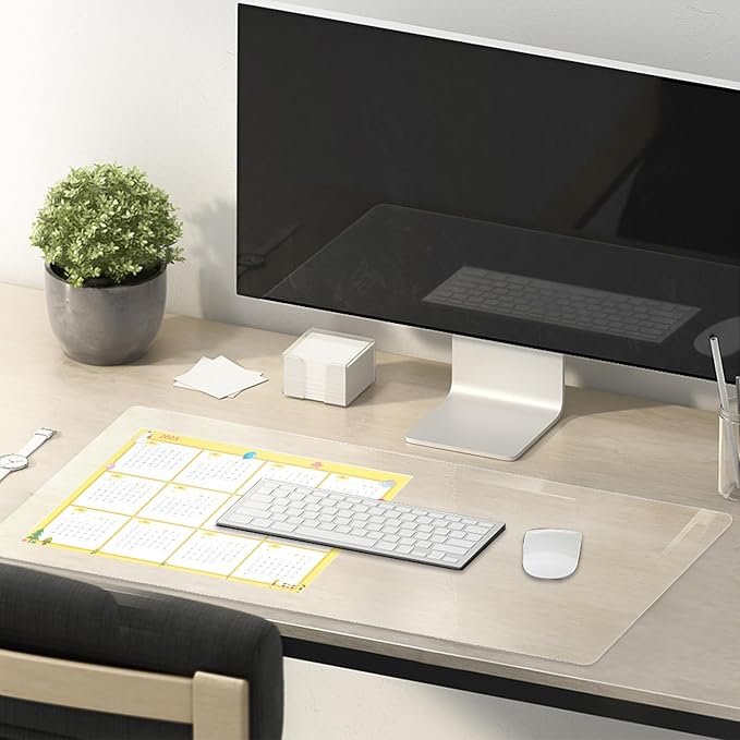 12 x 36 Inch Clear Table Cover Protector, Clear Desk Mat, Clear Table Protector, 1.5mm Thick Plastic Table Cover, Vinyl Table Protector, Clear Desk Pad, Desk Mats on Top of Desks