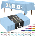 Party Solids 66% Thicker Premium Plastic Table Cloth Rectangle Table Cover 0.5 Mil 6 Pack Light Blue Table Cloth 54 Inch x 108 Inch Disposable Tablecloth Won't Tear Easily Like Cheap Thin Brands