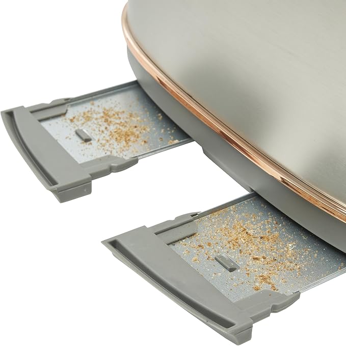 Haden Heritage 4 Slice Wide Slot Stainless Steel Toaster with Adjustable Browning Control & Non-Slip Feet, Steel & Copper