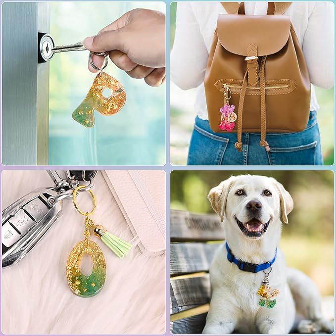 Actvty Alphabet Keychain Molds with Hole, Reversed Alphabet Silicone Molds for Epoxy, Letter Resin Molds for Keychain Jewelry Pendant Making