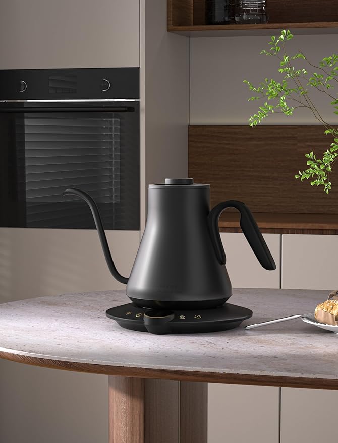 Electric Kettle, Gooseneck Electric Kettle, ±1℉ Temperature Control, Stainless Steel Inner, Quick Heating, for Pour Over Coffee, Brew Tea, Boil Hot Water, 1500W/0.9L Black