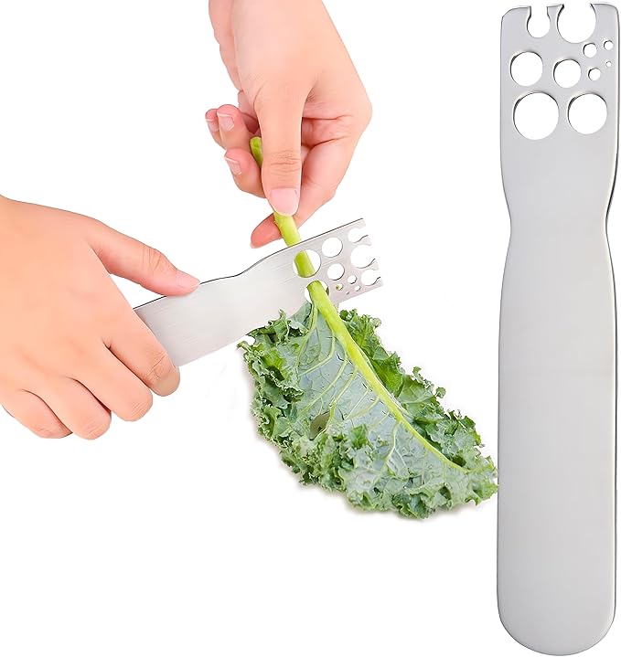 Herb Stripper Stainless Steel Kitchen Herb Leaf Stripping Tool Metal Herb Pealer LooseLeaf Kale Razor for Kale, Chard, Collard Greens, Thyme, Basil, Rosemary