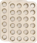Beasea Nonstick Mini Muffin Pan 24 Cups, 2 Pack 24 Mini Small Tiny Cup Non Stick Muffin Baking Pan Tin Tray Carbon Steel Bakeware Individual Cupcake Baking Pan - Gold