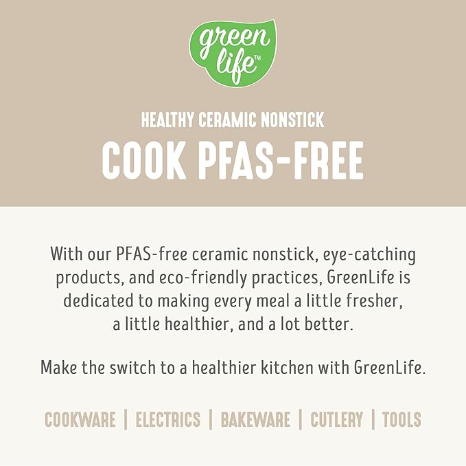 GreenLife 8QT Slow Cooker, Non-Toxic PFAS-Free Ceramic Nonstick Removable Interior Bowl, Programmable, Family Friendly, Keep Warm, Stovetop & Oven Safe, Dishwasher Safe Parts, Timer, Glass Lid, Cream