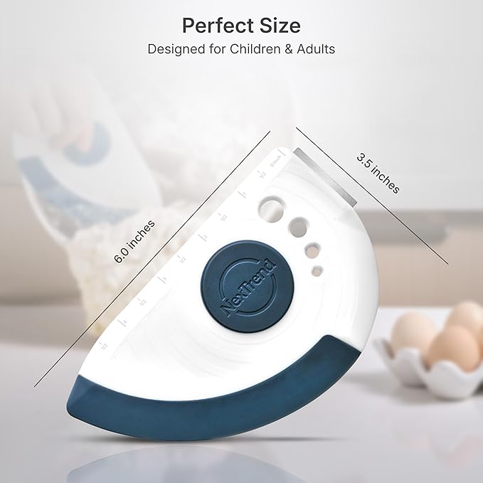 Nextrend BakerScraper – 5-in-1 Flexible Bowl Scraper, Bench Scraper and Dough Scraper with Stainless Steel Edge, Ruler & Herb Stripper – BPA Free, Dishwasher Safe - Blue