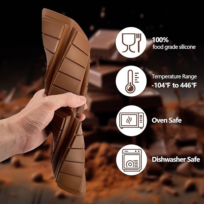 Chocolate Bar Mold Deep, Thick Silicone Dubai Chocolate Bar Molds Knafeh Pistachio Break Apart Candy Stuffed Bar Molds