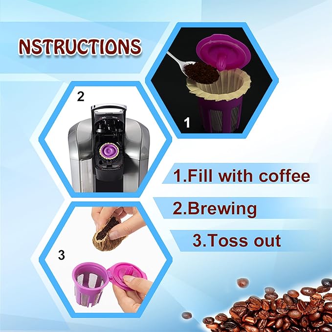 300 Count Natural Paper Filters with 2 reusable K Cups Coffee Pod,Compatible with Keurig Single Serve 1.0 and 2.0 Brewers