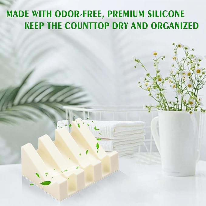 Self Draining Soap Dish,Silicone Suction Cup Soap Holder, Bathroom Soap Dish for Bar Soap,Can Extend Soap Life,Bathroom, Bath Tub, Kitchen Sink (4, Cream White)
