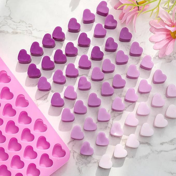 Silicone Molds for Wax Melts, 2 Pack Silicone Mini Heart Molds with 2 Droppers, Heart Candy Molds Silicone Molds for Gummies Chocolate Ice Cube Jelly Cake Soap Candle DIY Gifts