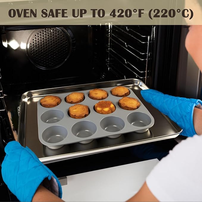 12 Cups Silicone Mini Muffin Pan Set, Nonstick Mini Cupcake Pans, BPA Free Small Muffin Tin for Baking, Set of 2 (Gray+Gray)