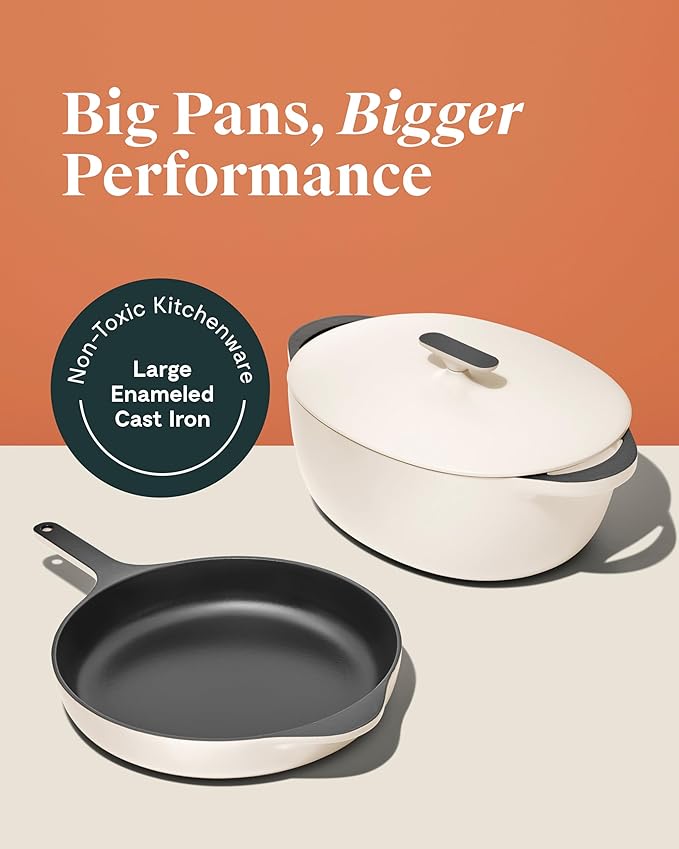Caraway Enameled Cast Iron Dutch Oven - 8qt Dutch Oven With Lid - 3 Layer Enamel Coating - No Seasoning Required - Compatible With All Stovetops - Oven Safe - No Forever Chemicals - Cream