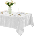 Newbridge Barcelona Luxury Damask Fabric Tablecloth, 70” x 70”, Square, White, 100% Polyester, No Iron, Soil Resistant Dining Room, Party and Banquet Table Cover