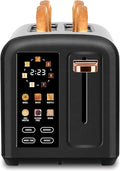 SEEDEEM Toaster 2 Slice with Touch Screen, Faster Heating Speed, 7 Shade Setting, 6 Bread Type, 1.5”Wide Slots Toaster, Removable Crumb Tray, 1350W, Dark Chocolate