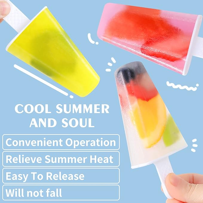 Popsicle Molds,Silicone Ice Pop Molds,BPA Free Popsicle Mold Reusable Easy Release Ice Pop Maker,Homemade Popsicle Mould with Silicone Funnel and Cleaning Brush (Red, 6 Cavities)