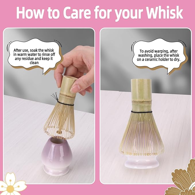 Matcha Whisk Set,4pcs Matcha Set Whisk and Bowl with Spout,Ceramic Matcha Whisk Holder,Scoop(Chashaku),Matcha Kit for Matcha Lovers Kitchen Matcha Accessories,Ideal Gift Christmas(Gradient Purple)
