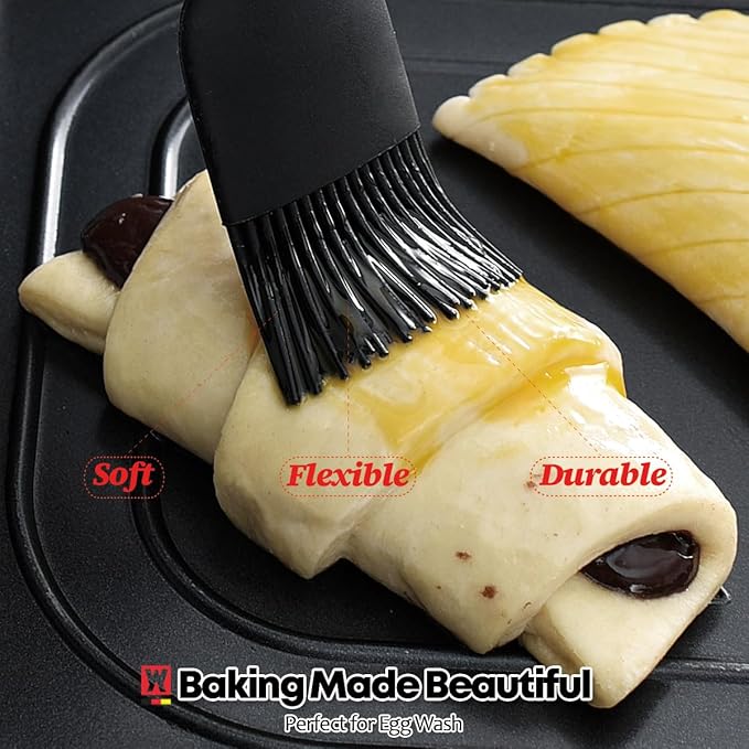 Silicone Cooking Brush with Wooden Handle: Pastry Brush, For Glazing Pastries and Basting Meats, Heat Resistant Cookware, Gentle Head & Bristle Design, BPA Free, Non-slip Grip