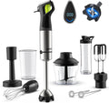 Ganiza Immersion Blender, Max 1200W Heavy Duty Hand Blender with Time Display & Variable Speed Trigger, 9-in-1 Electric Handheld Mixer with Chopper Whisk Frother Beaker Ideal for Soup Puree Smoothies
