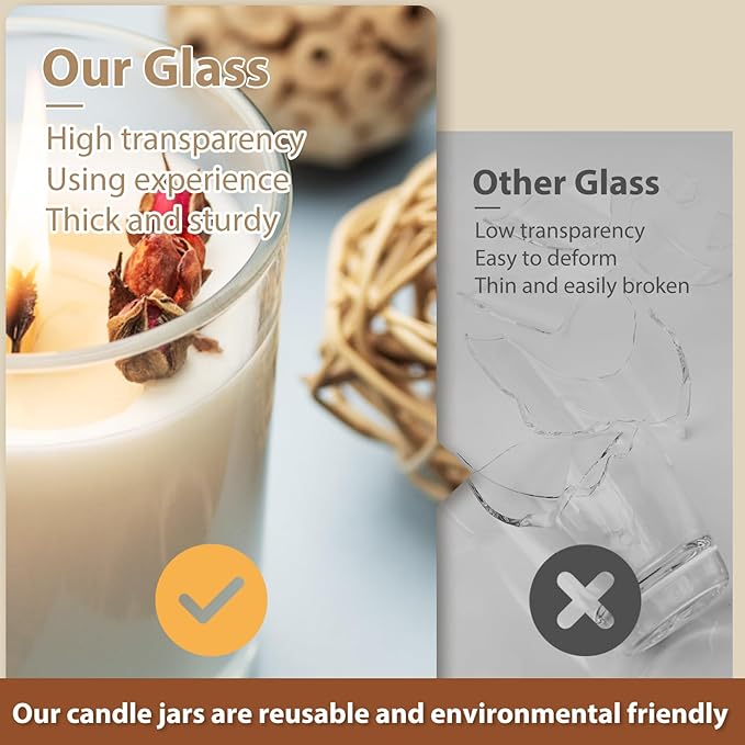 SHOWIN 12 OZ Thick Candle Jars for Making Candles 12 Pcs, Empty Amber Jars with Wood Lids for Spice Jars, Sample Container, Frosted Brown