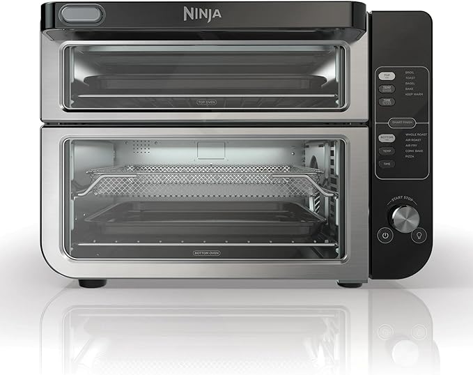 Ninja 10-in-1 Multi-Cooker Double Oven with FlexDoor, FlavorSeal & Smart Finish – Rapid Top Convection, Air Fry Bottom, Bake, Toast, Pizza & More – Stainless Steel, DCT400