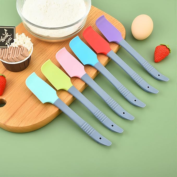 12 Pcs Silicone Mini Spatulas, 7.3 Inch Small Rubber Spatulas for Jars, Cans, Bowls, Baking & Mixing Kitchen Tools